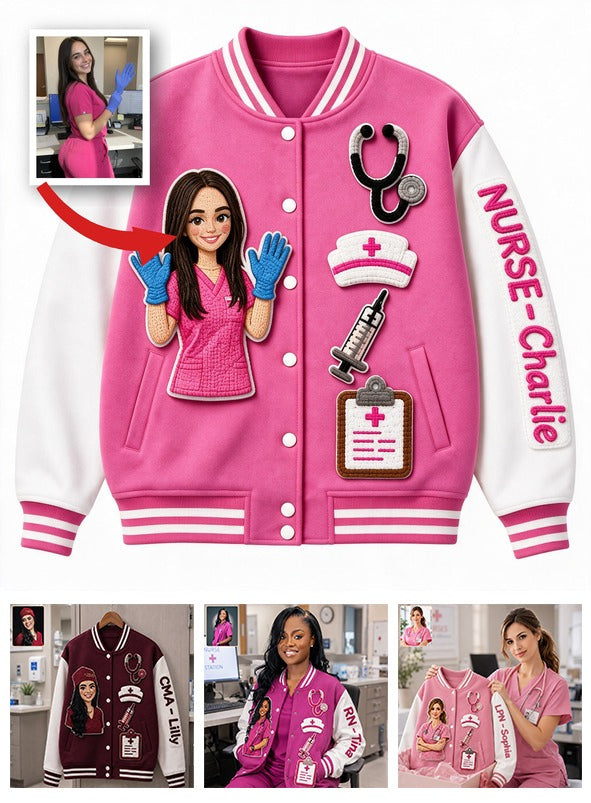 Veste Varsity Infirmière 3D Personnalisée Cadeau Appréciation Vie Infirmière
