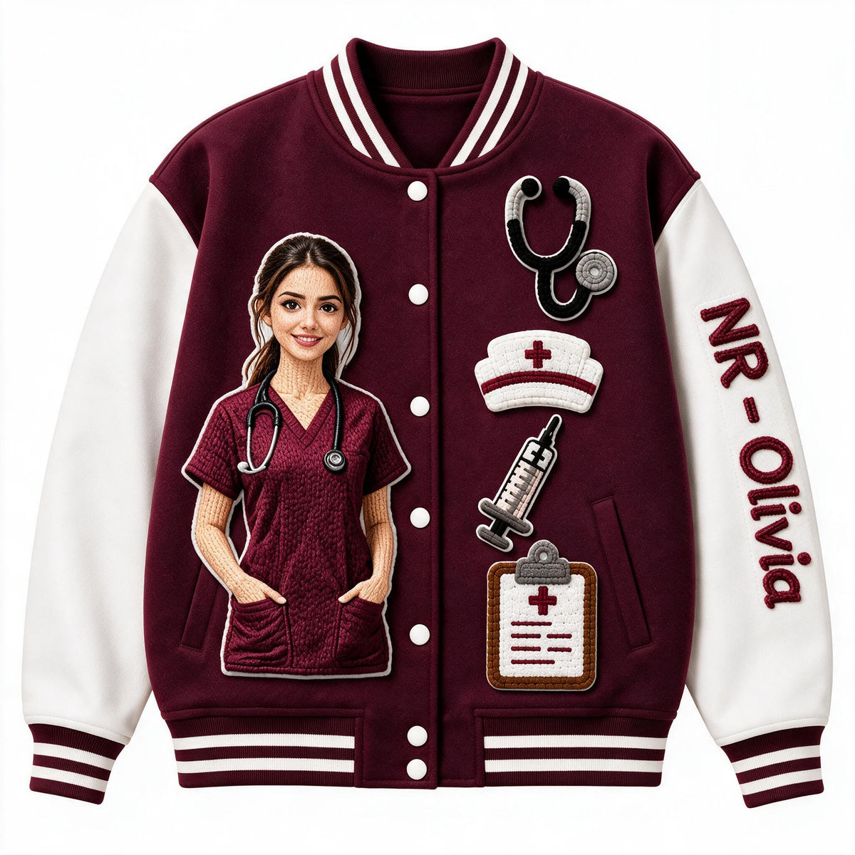 Personalized Nurse Varsity Jacket Custom Nurse Life Appreciation Gift For NR Healthcare Worker Casual Streetwear