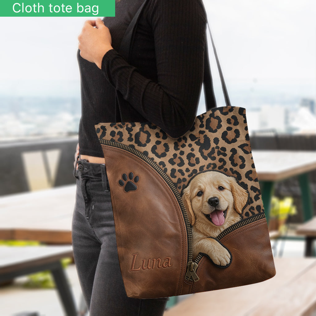 Personalized Peeking Welsh Corgi Tote Bag Cute Custom Dog Owner Gift Pet Lover Reusable Everyday Shoulder Bag