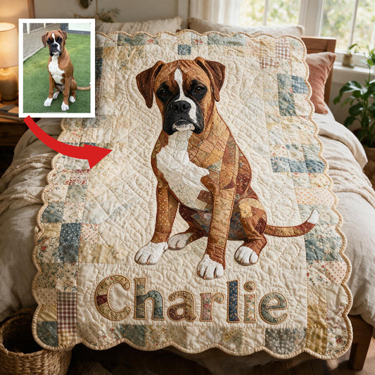 Couverture en polaire patchwork personnalisée pour Boxer à poil court, cadeau confortable pour les propriétaires de Boxers et les amoureux des chiens