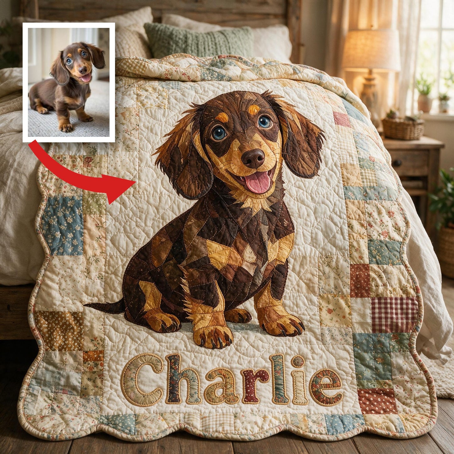 Personalized Short-Legged Dachshund Patchwork Fleece Blanket, Cozy Custom Gift for Dachshund Owners and Dog Lovers