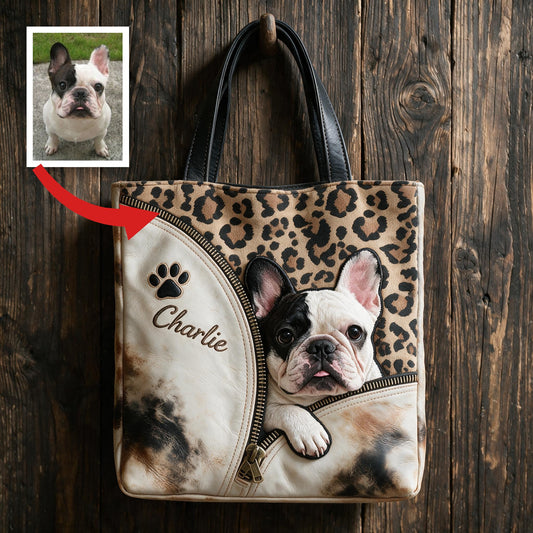 Sac fourre-tout personnalisé Bulldog Français avec nom, cadeau pour amoureux des animaux
