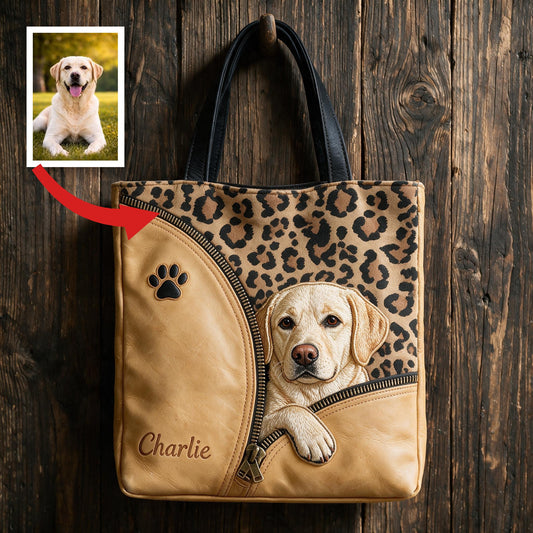 Sac fourre-tout personnalisé avec un Labrador Jaune, cadeau sur mesure pour les amoureux des chiens
