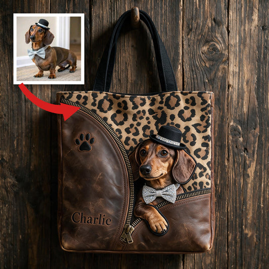 Sac fourre-tout personnalisé avec un teckel brun, cadeau sur mesure pour les propriétaires de teckels, sac élégant pour le travail, le shopping et les voyages