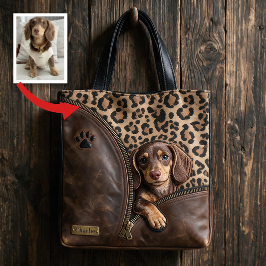 Sac fourre-tout personnalisé avec un teckel, cadeau stylé pour amoureux des chiens