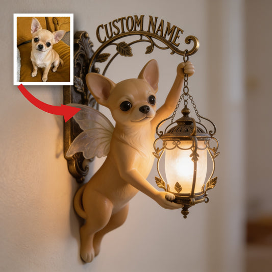 Panneau mural personnalisé Chien Chihuahua avec ailes de fée - Cadeau déco