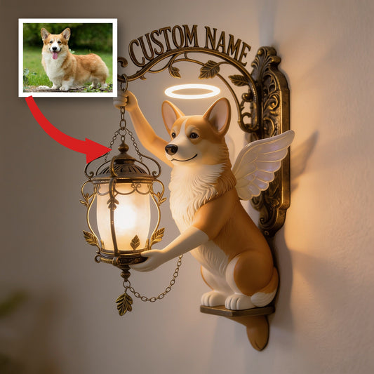 Panneau mural en bois personnalisé Corgi gallois ange - Cadeau déco pour amoureux des Corgis