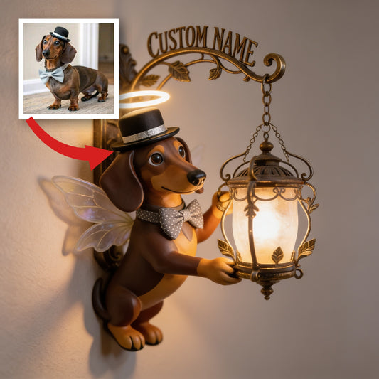 Panneau mural en bois personnalisé de Dachshund ange élégant - Cadeau déco pour amoureux des chiens
