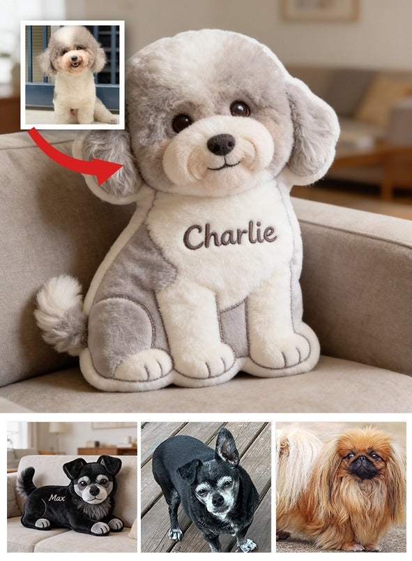 Personalized Fluffy Grey White Poodle Faux Fur Shaped Pillow | Custom Dog Lover Home Decor Gift