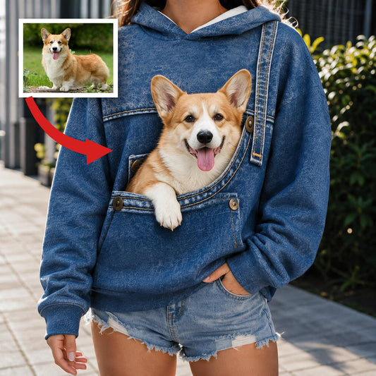 Adorable Smiling Welsh Corgi Pocket Print All Over Hoodie - Personalized Gift for Corgi Dog Owners and Lovers