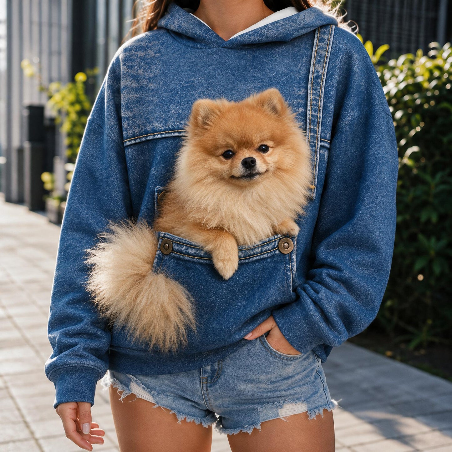 Cute Fluffy Tan Pomeranian All Over Print Shirt, Personalized Gift for Pomeranian Dog Owners and Pet Lovers