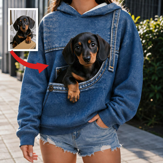 Hoodie Poche Personnalisé Mini Teckel Noir et Feu, Cadeau Idéal Pour Propriétaires de Teckels