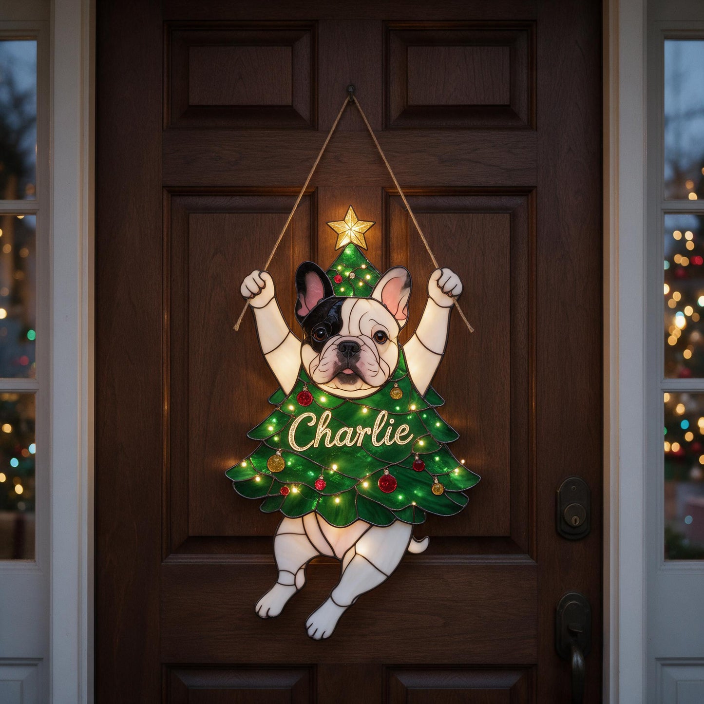 Merry Little Clinger Personalized English Bulldog Christmas LED Acrylic Sign, Festive Hanging Holiday Decor Gift for Dog Owners