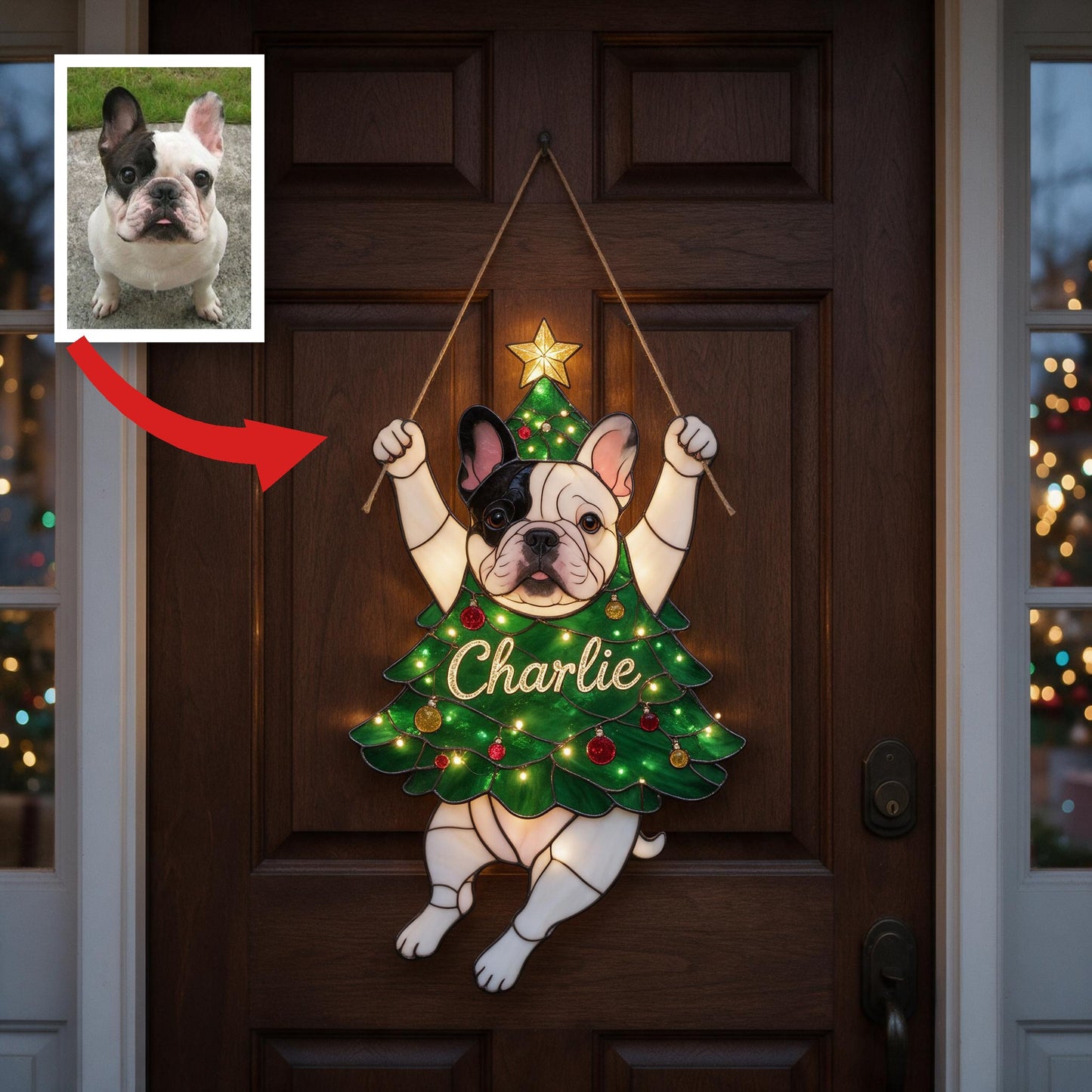 Merry Little Clinger Personalized English Bulldog Christmas LED Acrylic Sign, Festive Hanging Holiday Decor Gift for Dog Owners