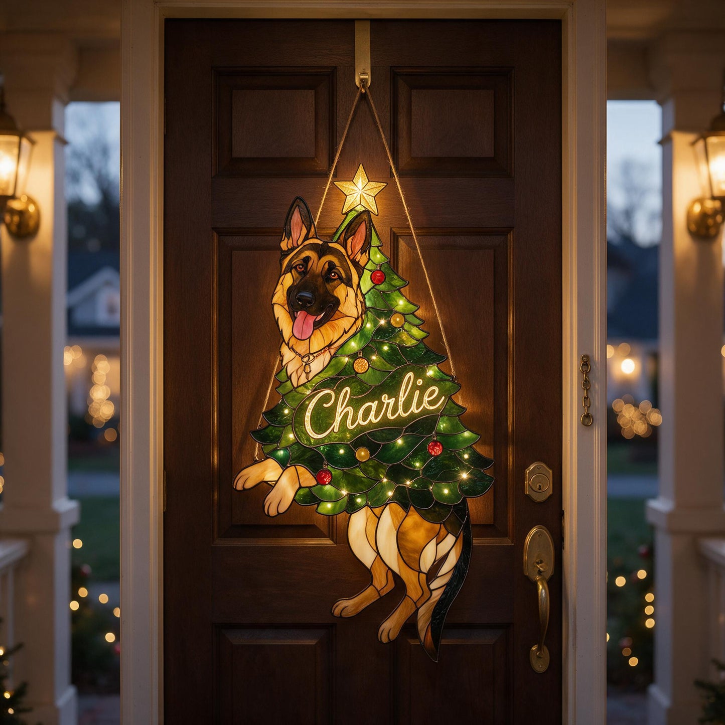 Personalized German Shepherd Christmas LED Acrylic Sign - Custom Merry Little Clinger Dog Lover Holiday Decor Gift