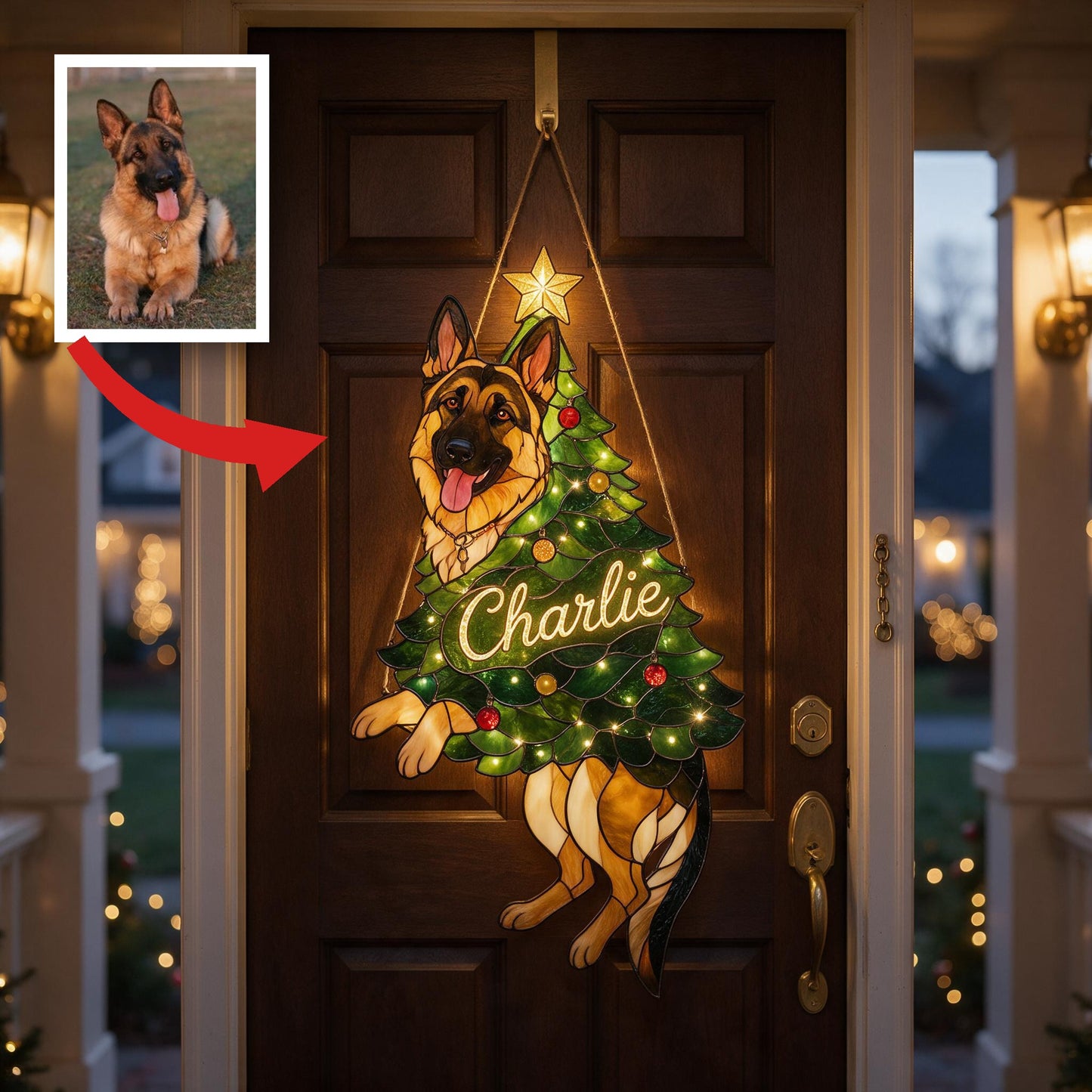 Personalized German Shepherd Christmas LED Acrylic Sign - Custom Merry Little Clinger Dog Lover Holiday Decor Gift