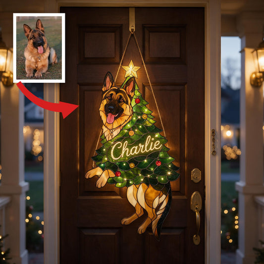 Personalized German Shepherd Christmas LED Acrylic Sign - Custom Merry Little Clinger Dog Lover Holiday Decor Gift