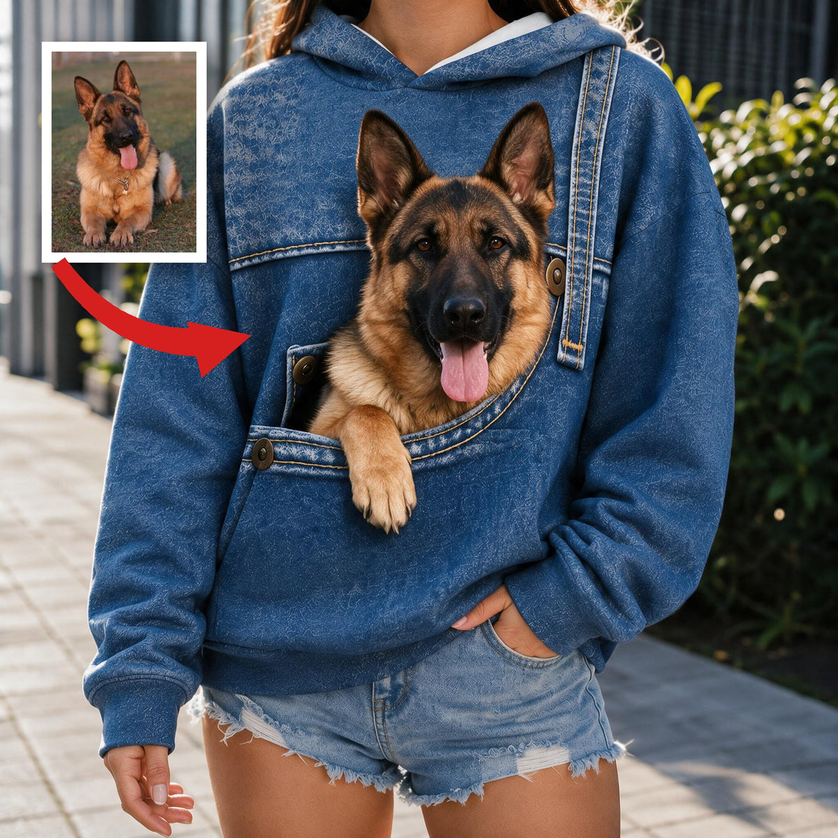 Funny Peeking German Shepherd All Over Print Hoodie, Personalized Gift for German Shepherd Dog Pet Owner