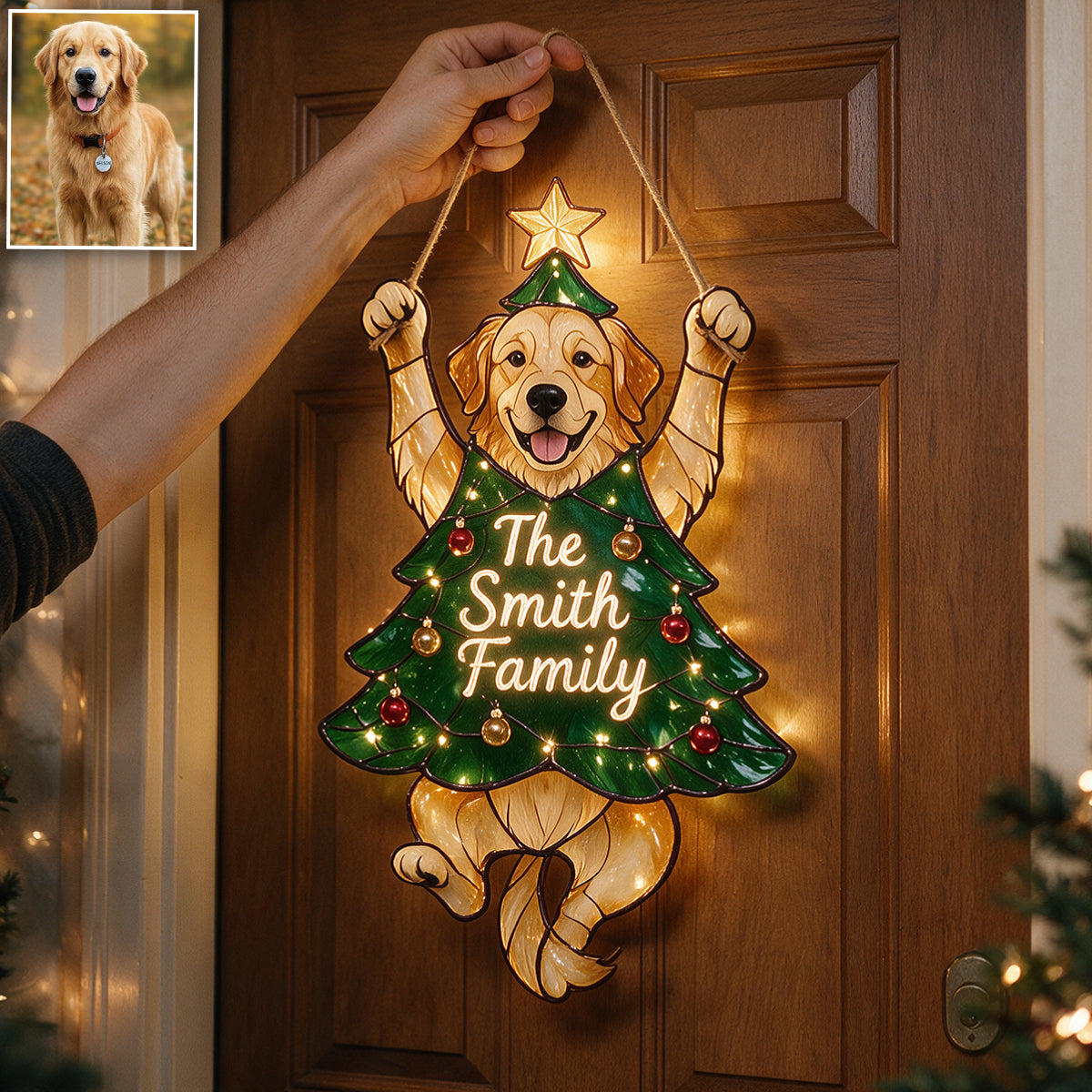 Personalized Tan Standard Poodle Christmas LED Acrylic Sign - Merry Little Clinger Dog Lover Holiday Decor Gift