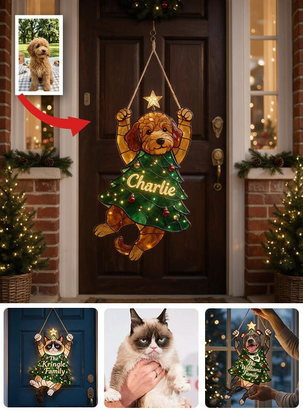 Personalized Tan Standard Poodle Christmas LED Acrylic Sign - Merry Little Clinger Dog Lover Holiday Decor Gift