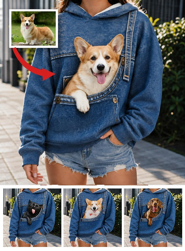 Adorable Smiling Welsh Corgi Pocket Print All Over Hoodie - Personalized Gift for Corgi Dog Owners and Lovers
