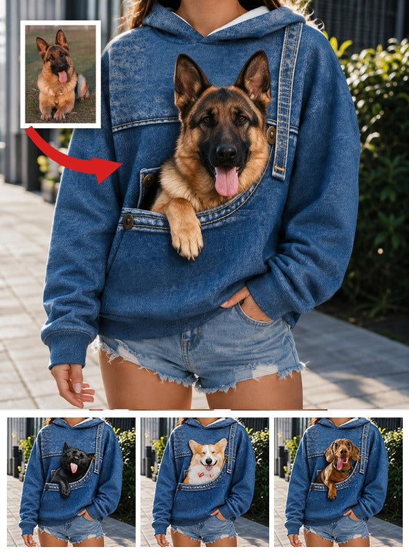 Funny Peeking German Shepherd All Over Print Hoodie, Personalized Gift for German Shepherd Dog Pet Owner