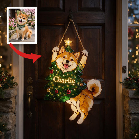Panneau LED Acrylique de Noël Personnalisé Akita Inu, Cadeau Décor pour Amoureux des Chiens