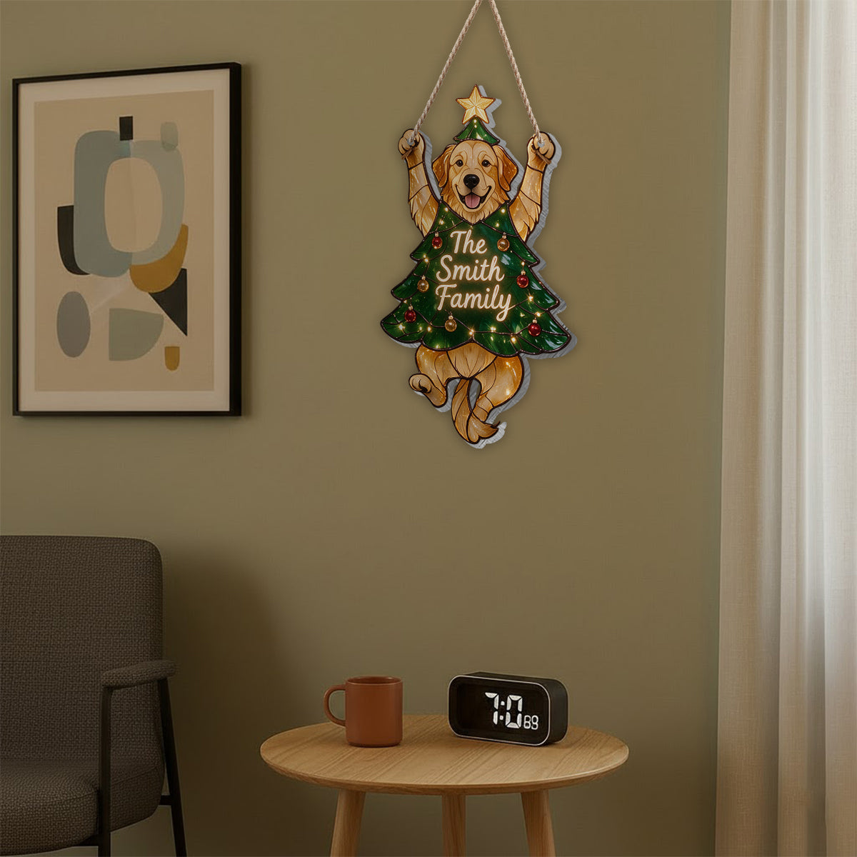 Merry Little Clinger Personalized Akita Inu Christmas Tree LED Acrylic Sign, Dog Lover Holiday Home Decor Gift