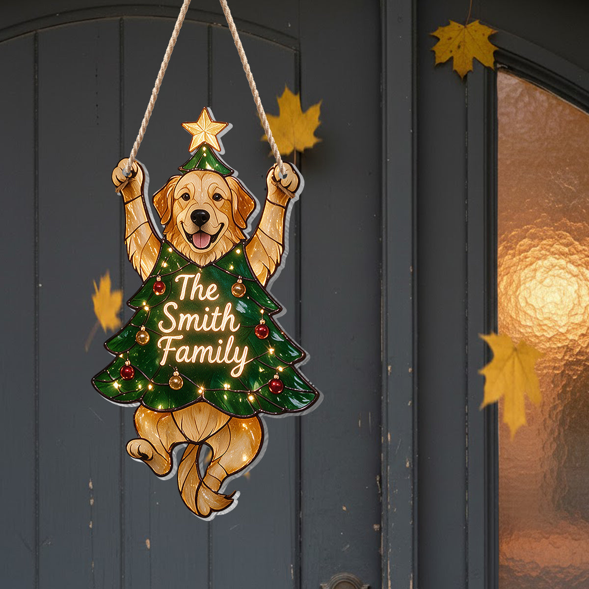 Merry Little Clinger Personalized Akita Inu Christmas Tree LED Acrylic Sign, Dog Lover Holiday Home Decor Gift