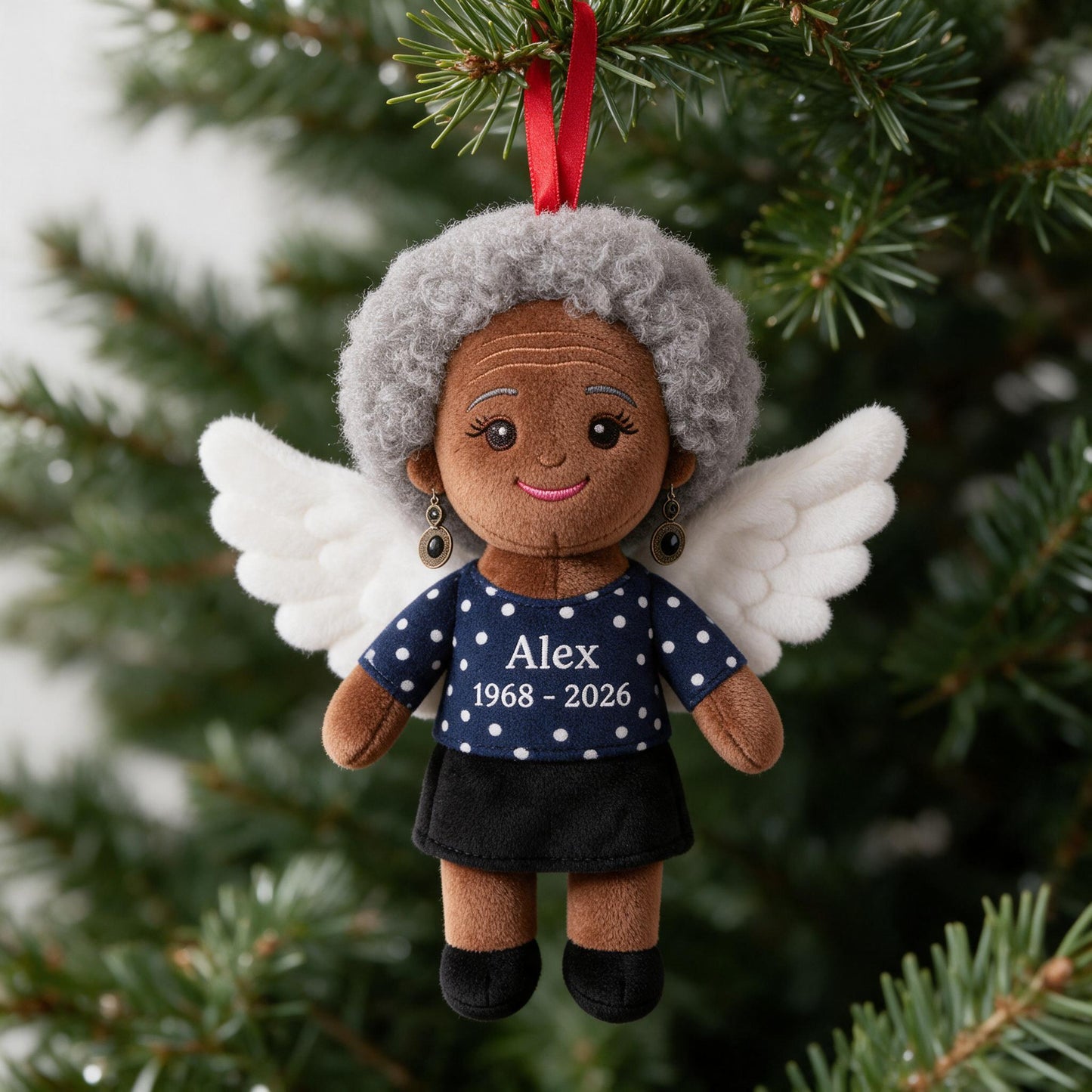 Personalized Angel Black Grandma Memorial Plush Ornament - I'm Always With You Sympathy Christmas Remembrance Keepsake Gift
