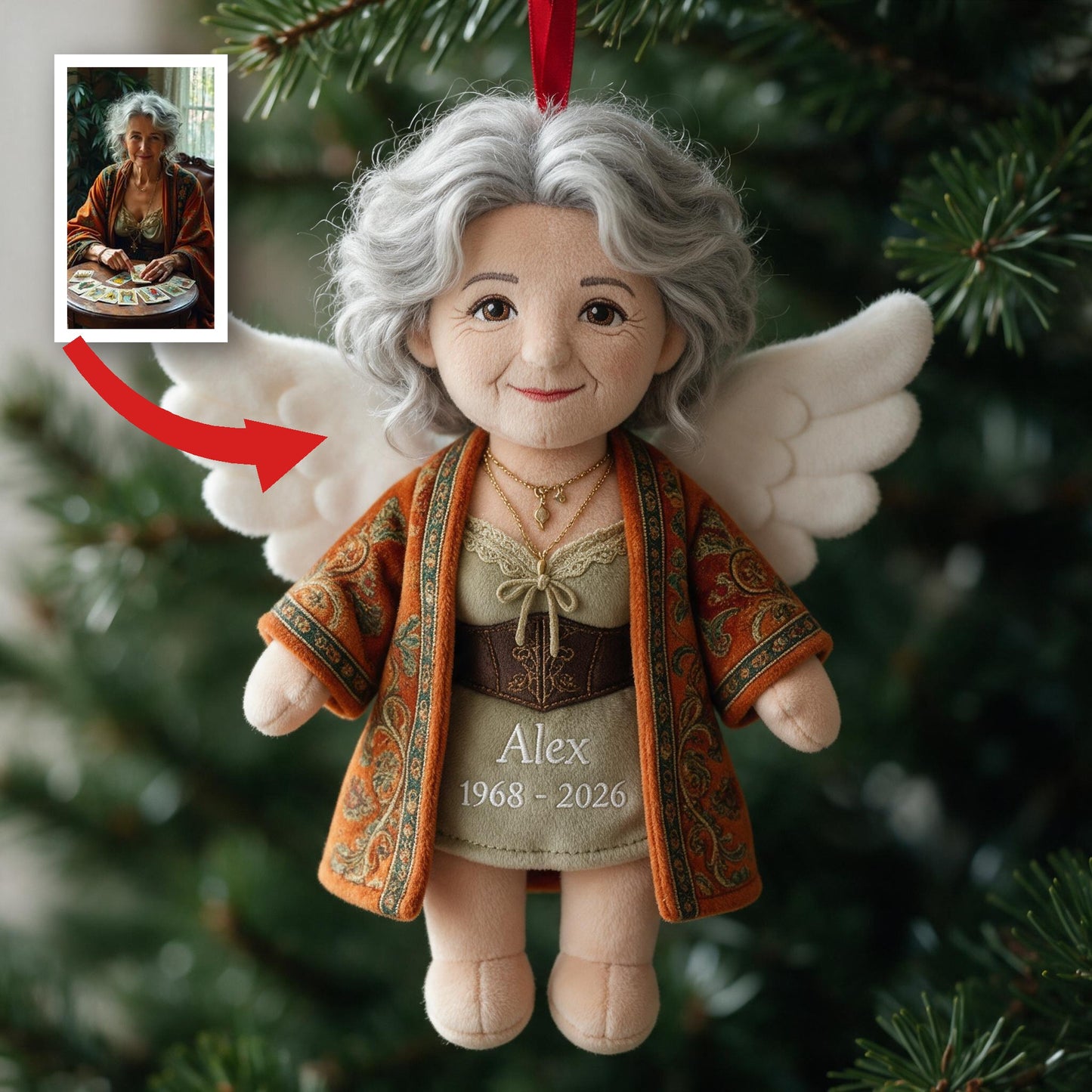Personalized Angel Latina Grandma Memorial Plush Ornament - I'm Always With You Remembrance Christmas Keepsake Gift