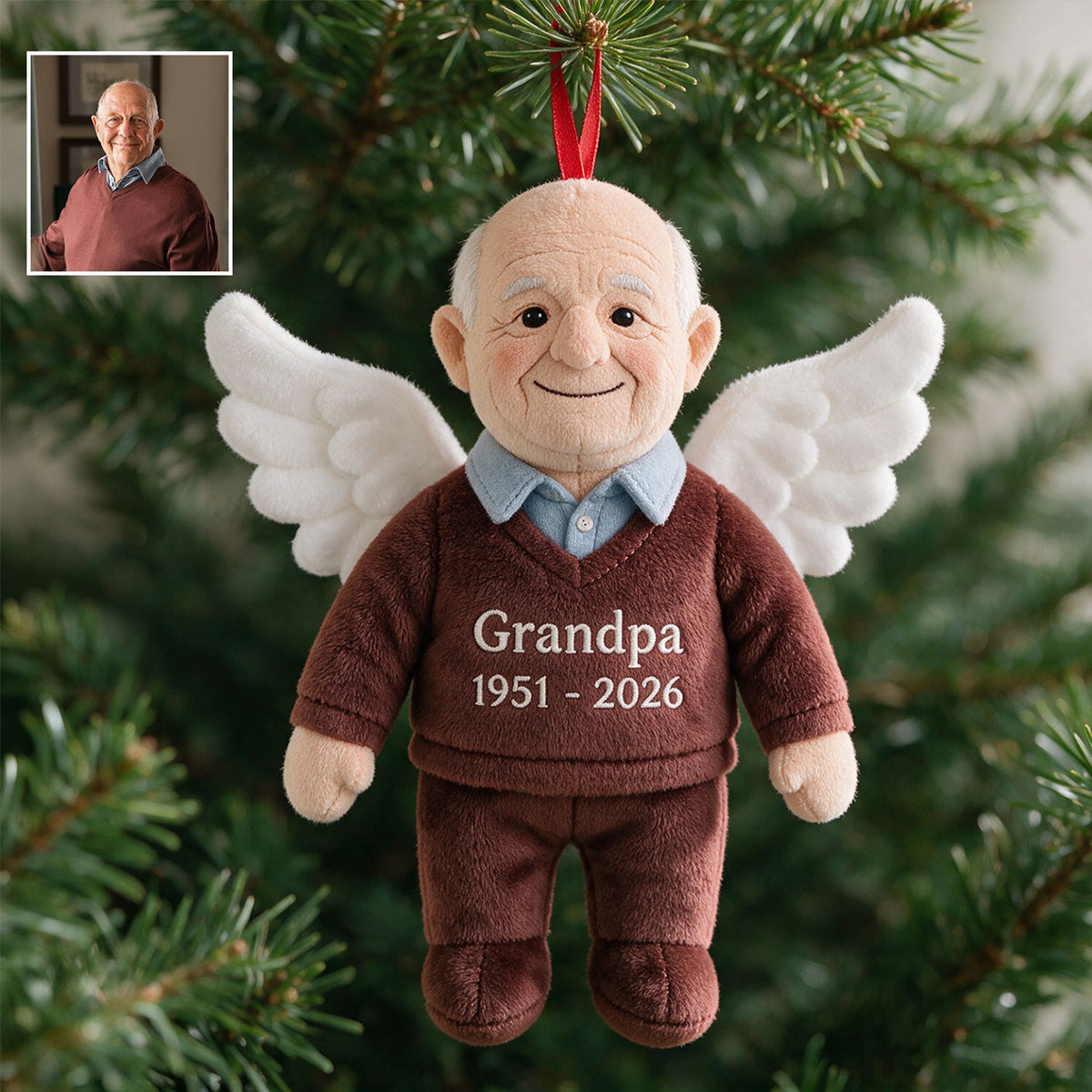 Personalized Angel Grandma Memorial Plush Ornament, Custom Remembrance Sympathy Christmas Keepsake Gift