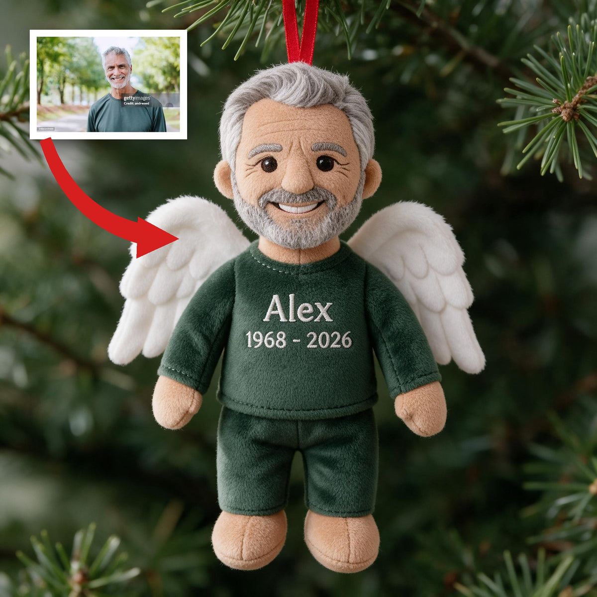 I'm Always With You Personalized Grandpa Angel Memorial Plush Ornament, Bereavement Christmas Keepsake Gift
