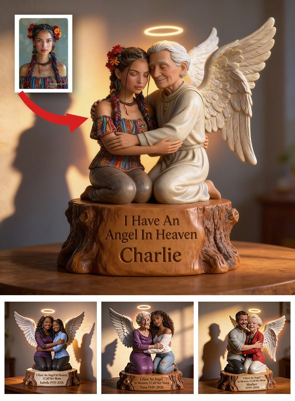 I Have An Angel In Heaven Personalized Couple Memorial Acrylic LED Night Light Bereavement Sympathy Gift
