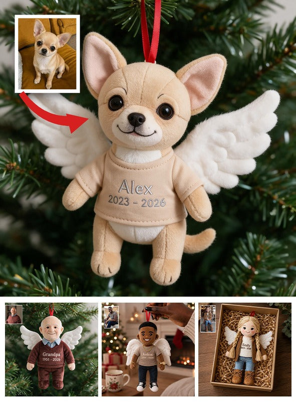 Personalized Angel Tan Chihuahua Memorial Plush Ornament | Pet Loss I'm Always With You Christmas Keepsake Gift