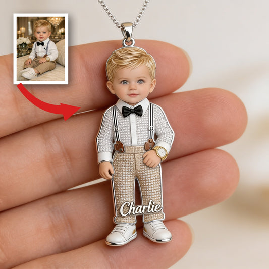 Collier Pendentif Métal Personnalisé en Forme de Photo pour Enfant de 2 Ans