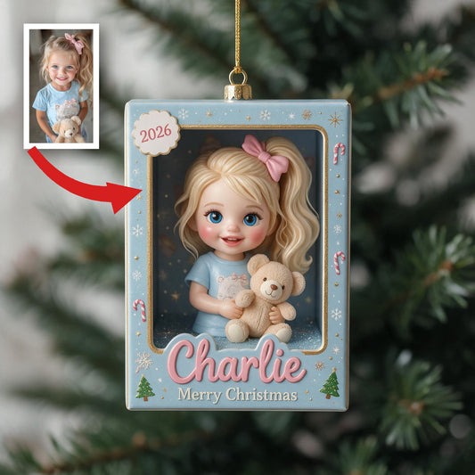 Ornement de Noël personnalisé mignon 3D petite fille 2026 cadeau décoratif