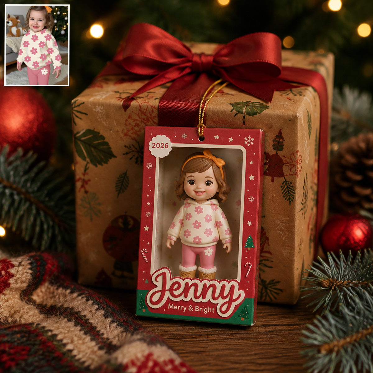 Personalized Cute Little Boy Custom Name 2026 Christmas Ornament Holiday Tree Keepsake Decoration Gift