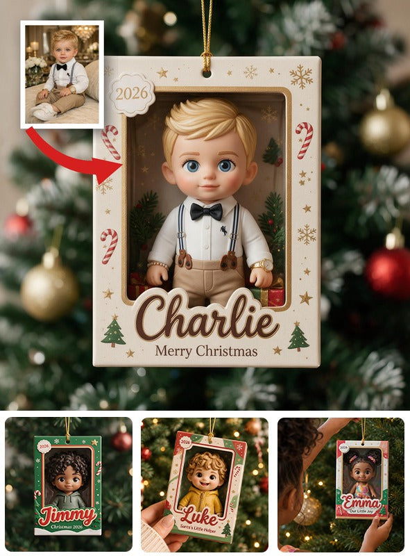 Personalized Cute Little Boy Custom Name 2026 Christmas Ornament Holiday Tree Keepsake Decoration Gift