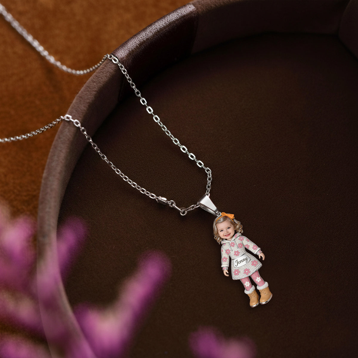 Personalized 3D Kid Shaped Metal Pendant Necklace Custom Engraved Newborn Baby Name New Mom Keepsake Jewelry Gift