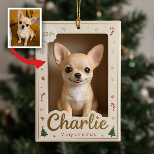 Ornement de Noël Chihuahua Fawn Personnalisé, Cadeau Souvenir 2026 pour Propriétaire de Chihuahua