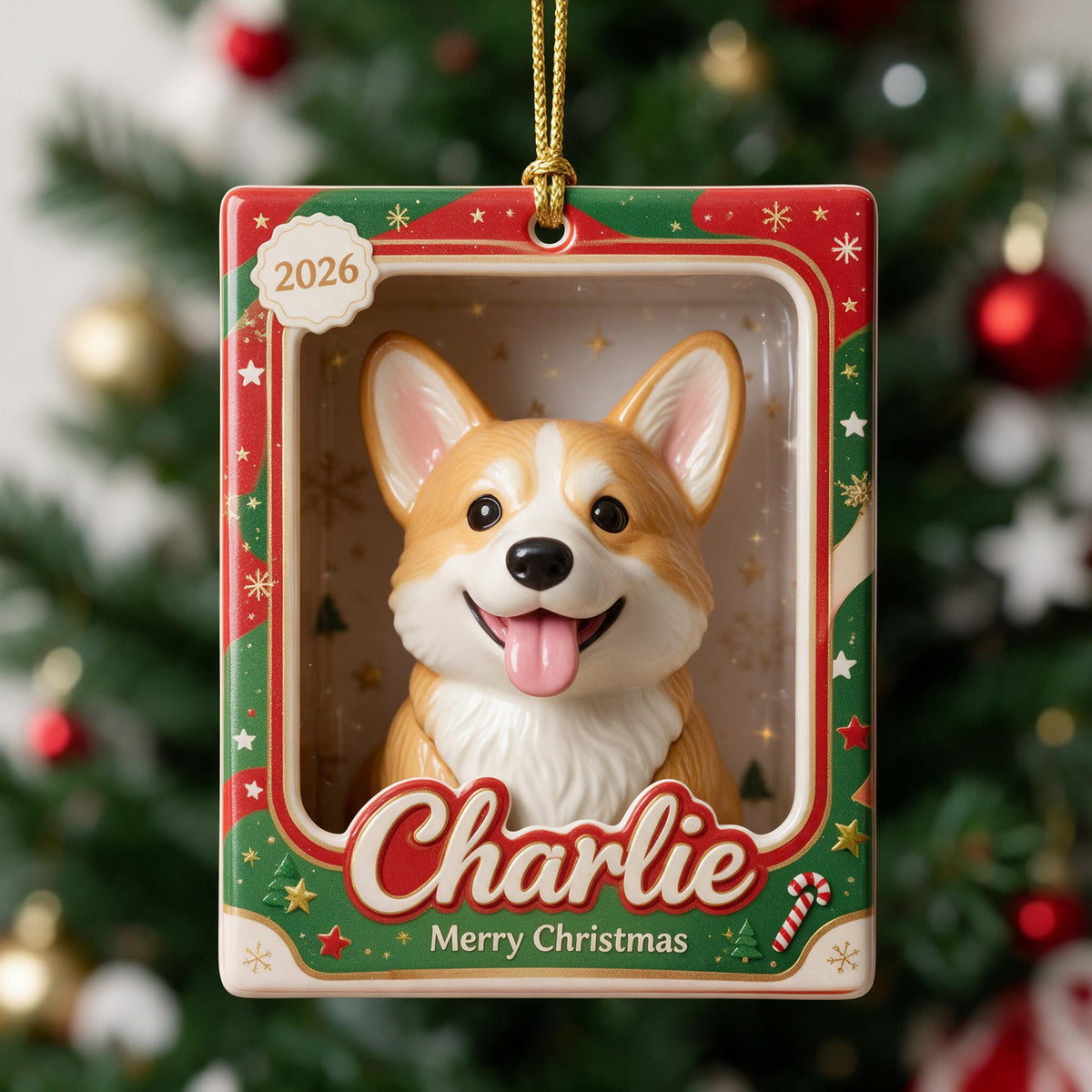 Cute Personalized Welsh Corgi 2026 Christmas Ornament Custom Pet Name Gift for Corgi Lovers Holiday Decor