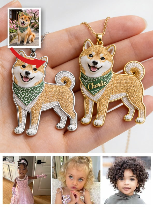 Personalized Shiba Inu Metal Pendant Necklace, Custom Name Pet Jewelry Gift for Shiba Inu Owners and Dog Lovers