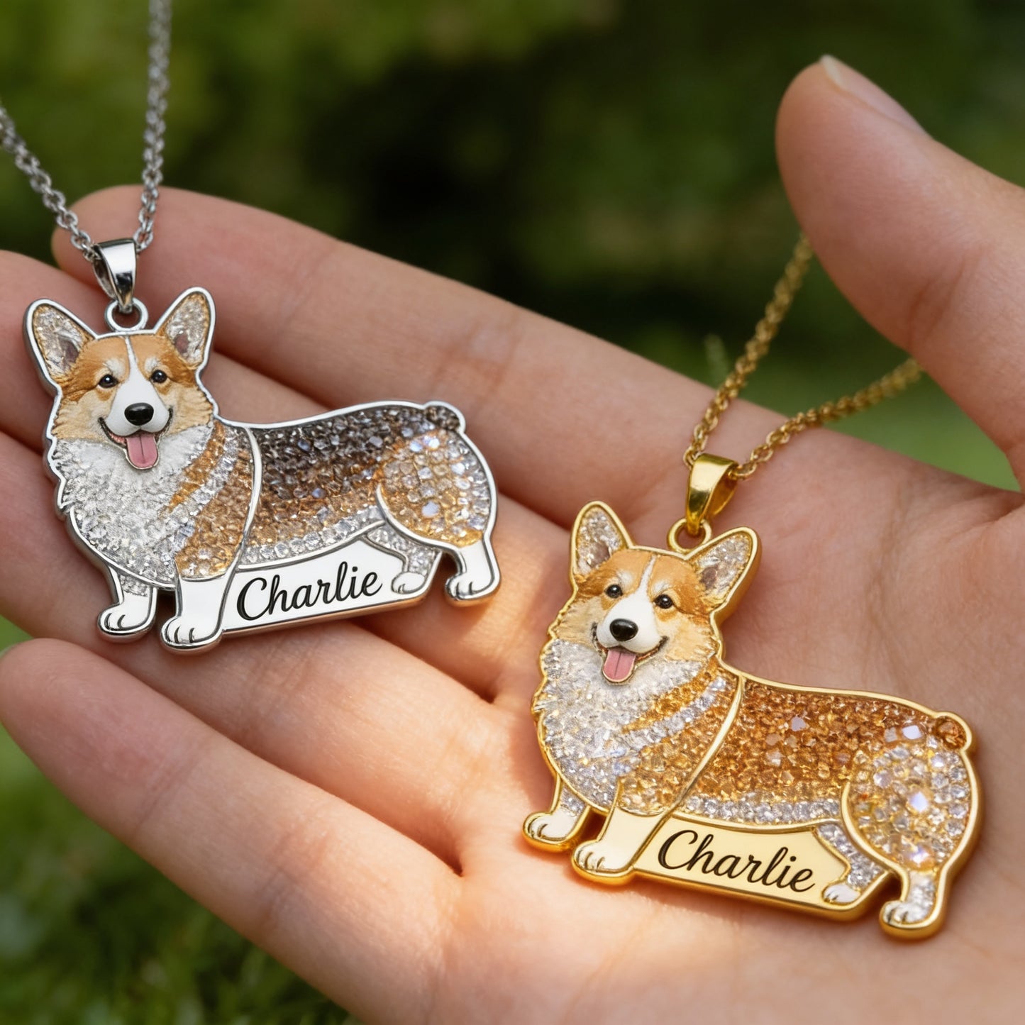 Personalized Welsh Corgi Dog Metal Pendant Necklace Custom Name Pet Jewelry Gift for Corgi Lovers and Dog Moms