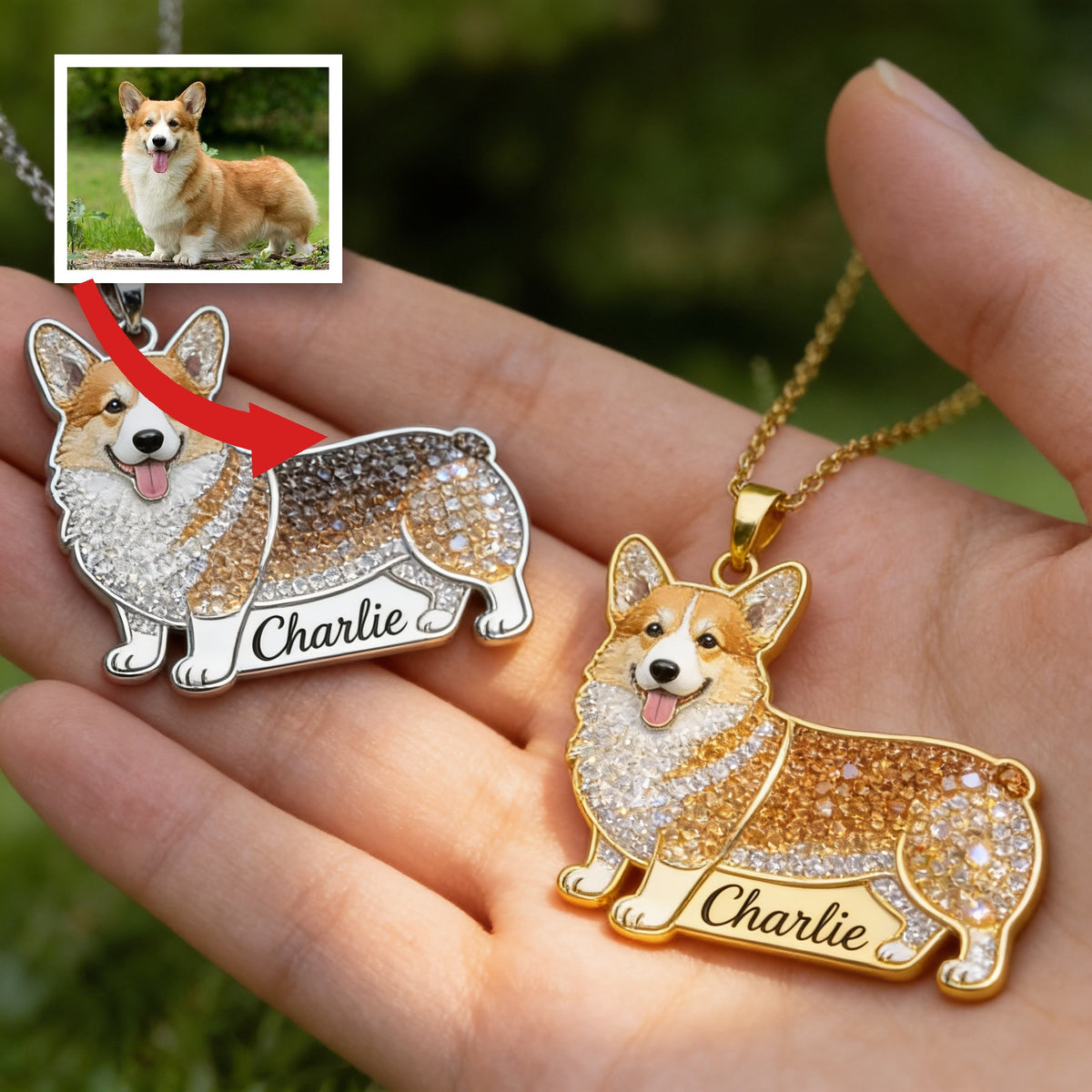 Personalized Welsh Corgi Dog Metal Pendant Necklace Custom Name Pet Jewelry Gift for Corgi Lovers and Dog Moms