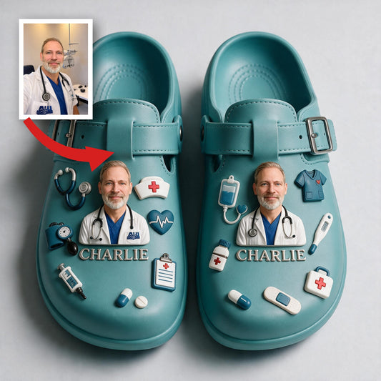 Personalized Older Doctor Life Arch Support Clogs, Custom Medical Work Footwear Gift for Healthcare Professionals