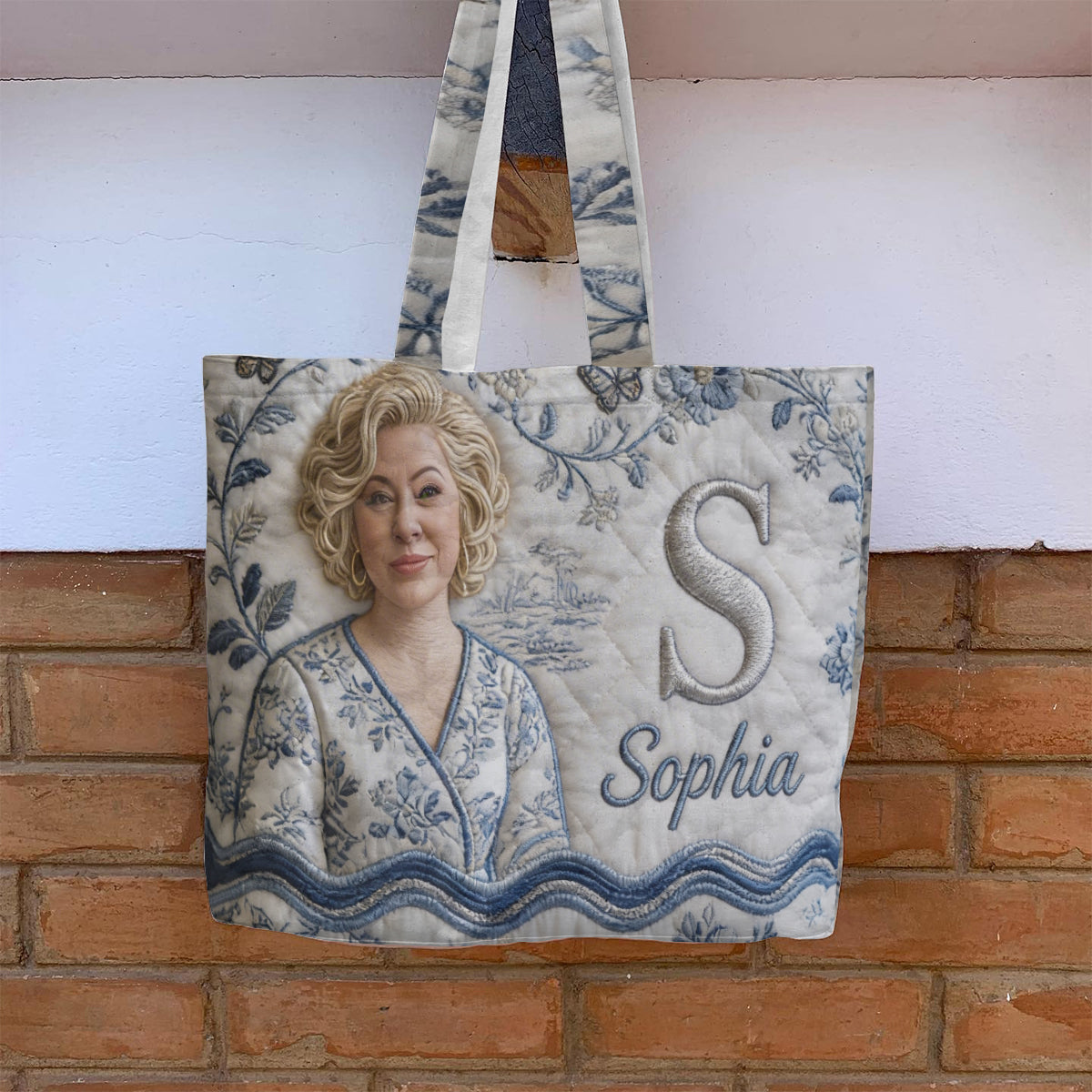 Personalized Custom Black Girl Portrait Monogram Quilted Tote Bag, Unique Self Love Gift for Everyday Use & Outings