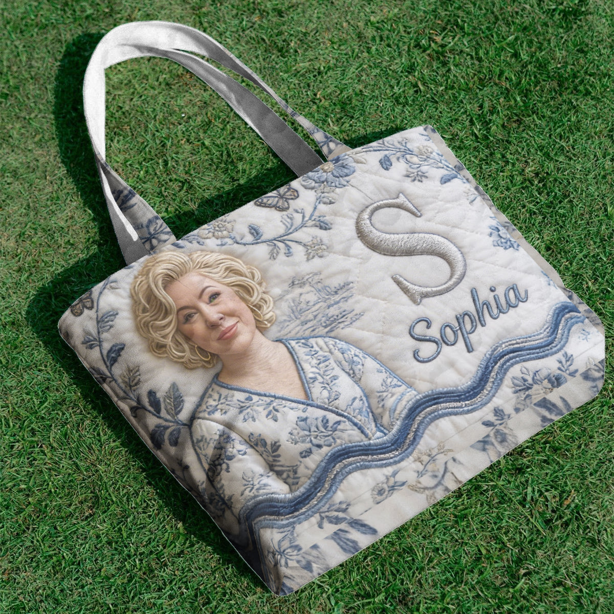 Personalized Custom Black Girl Portrait Monogram Quilted Tote Bag, Unique Self Love Gift for Everyday Use & Outings