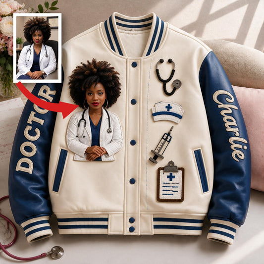 Veste Varsity Médecin Personnalisée - Cadeau Unique Pour Femme Noire, Professionnels de Santé