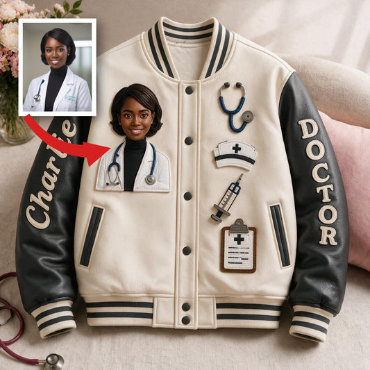 Veste Varsity Médecin Personnalisée - Cadeau Unique d'Appréciation pour Femme Latina, Professionnels de la Santé, Vêtements Décontractés de Graduation